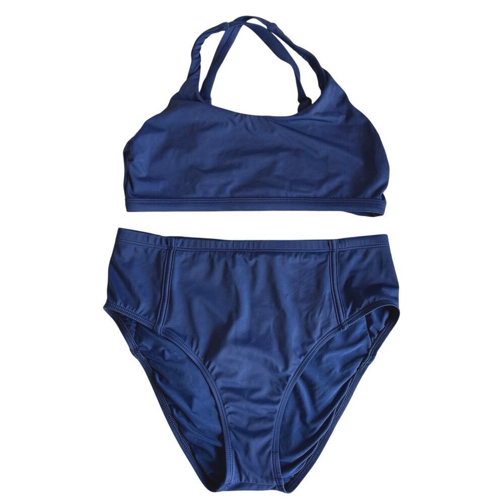 Title Nine Navy 2-Piece High Waist Bikini Swimsuit Women’s Size L *EUC
